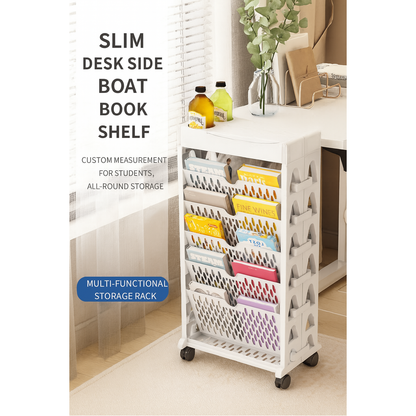 360‑degree rotating rolling bookcase