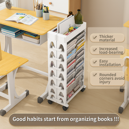 360‑degree rotating rolling bookcase