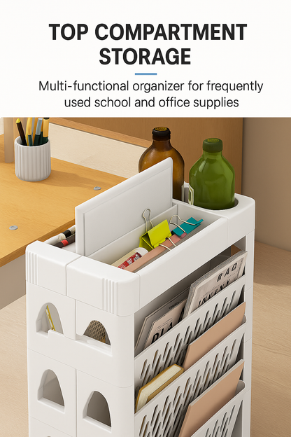 360‑degree rotating rolling bookcase