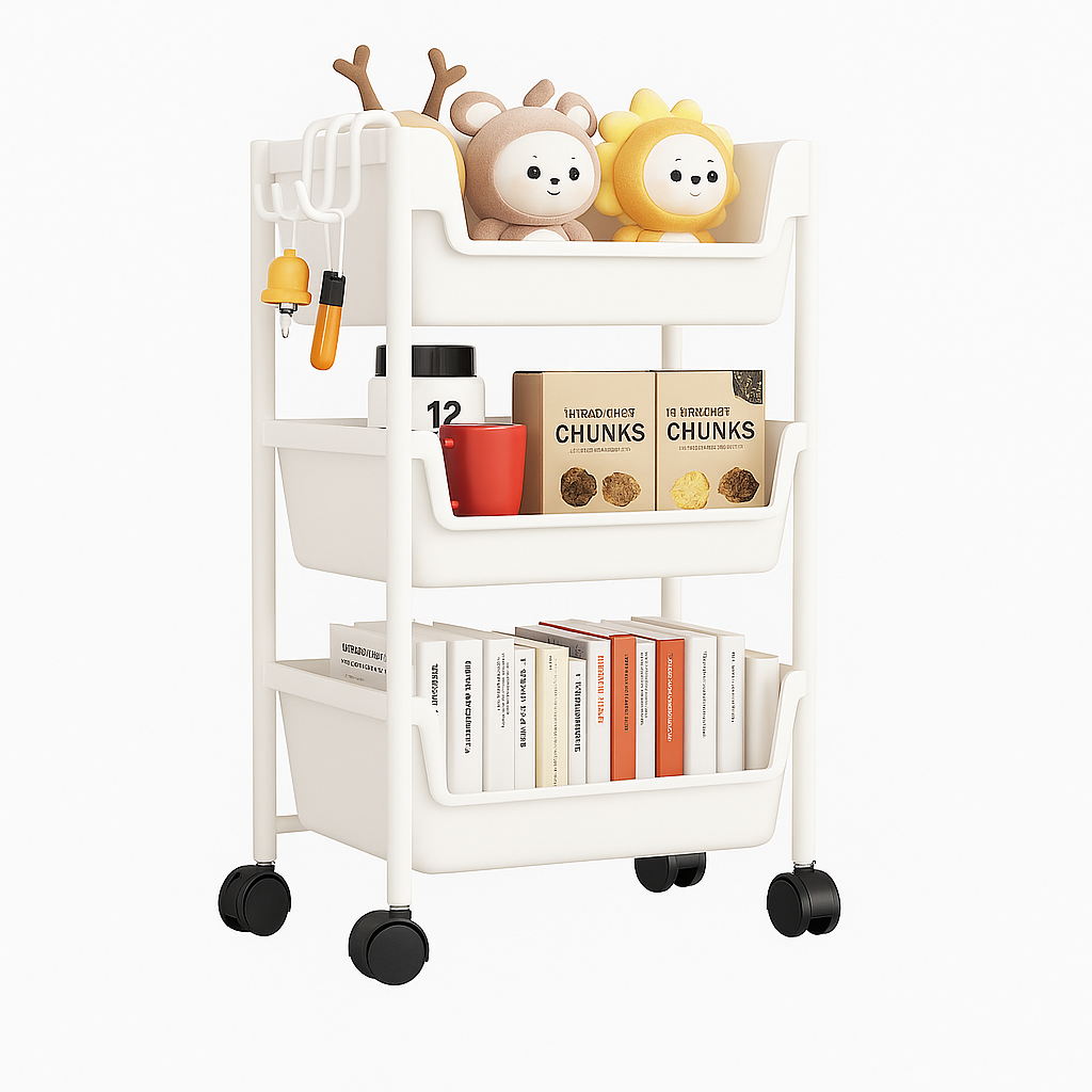 Rolling Utility Cart with Wheels – Multi-Tier Storage Shelf for Living Room, Kitchen & Home